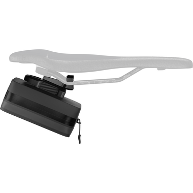 SQlab Saddle Bag Fidlock® 0.5 l in black with standard adapter mounted under bicycle saddle