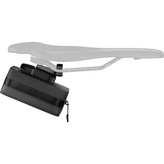 SQlab Saddle Bag Fidlock® 0.5 l in black with standard adapter mounted under bicycle saddle