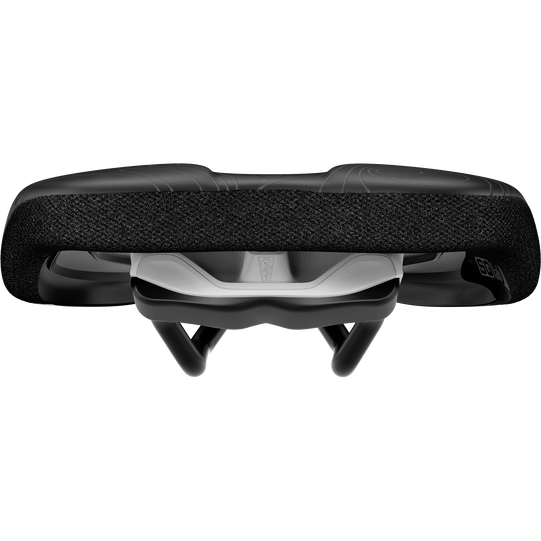 SQlab 6OX ERGOWAVE active 2.2 MTB saddle in black rear view showing rail system