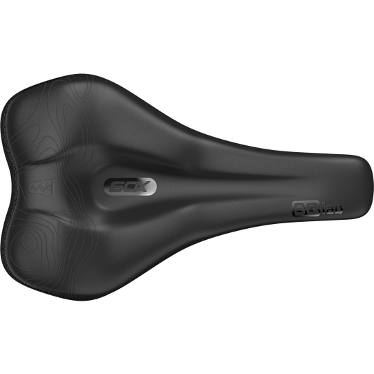 SQlab 6OX ERGOWAVE active MTB enduro saddle in black with step concept and shortened nose