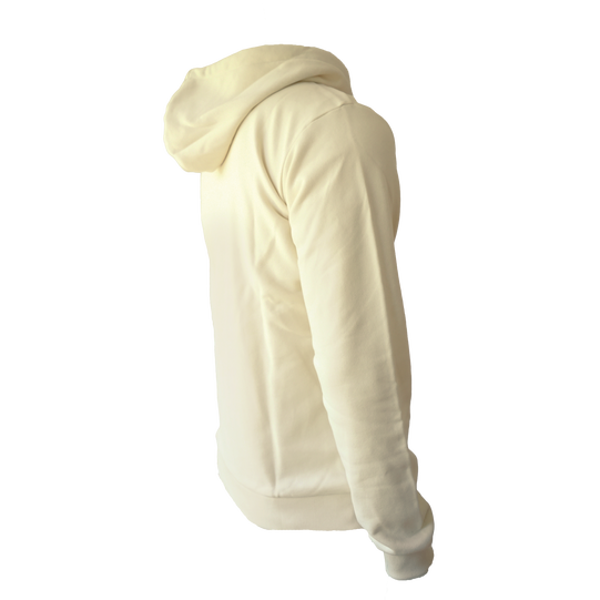 SQlab Zip Hoody ltd. Team men's zip hoodie in natural undyed ecru, back view