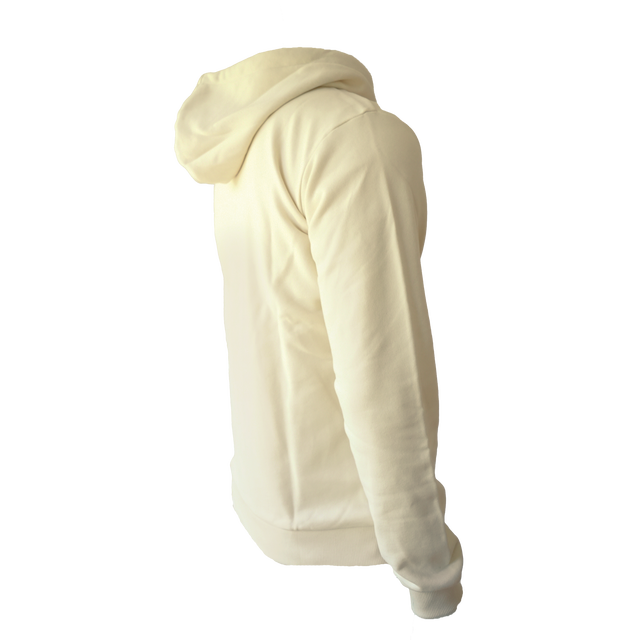 SQlab Zip Hoody ltd. Team men's zip hoodie in natural undyed ecru, back view