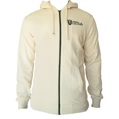 SQlab Zip Hoody ltd. Team men's full-zip hoodie in natural undyed ecru