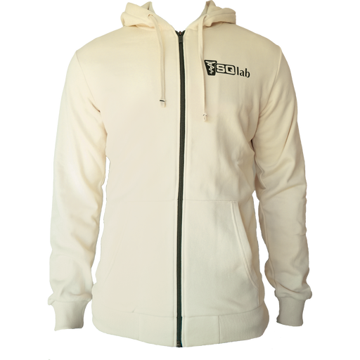 SQlab Zip Hoody ltd. Team men's full-zip hoodie in natural undyed ecru