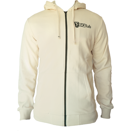 SQlab Zip Hoody ltd. Team men's full-zip hoodie in natural undyed ecru