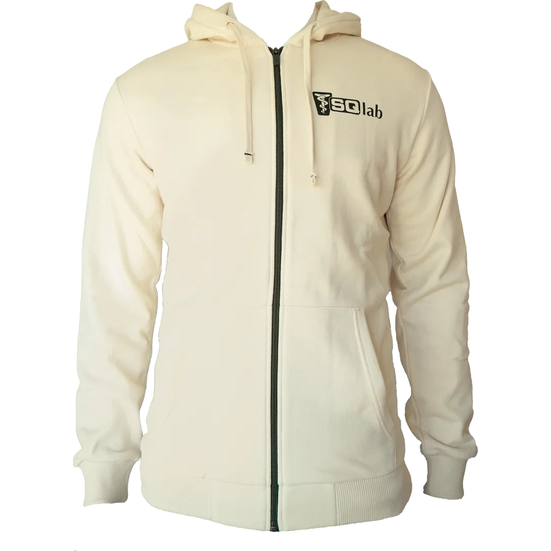 SQlab Zip Hoody ltd. Team men's full-zip hoodie in natural undyed ecru