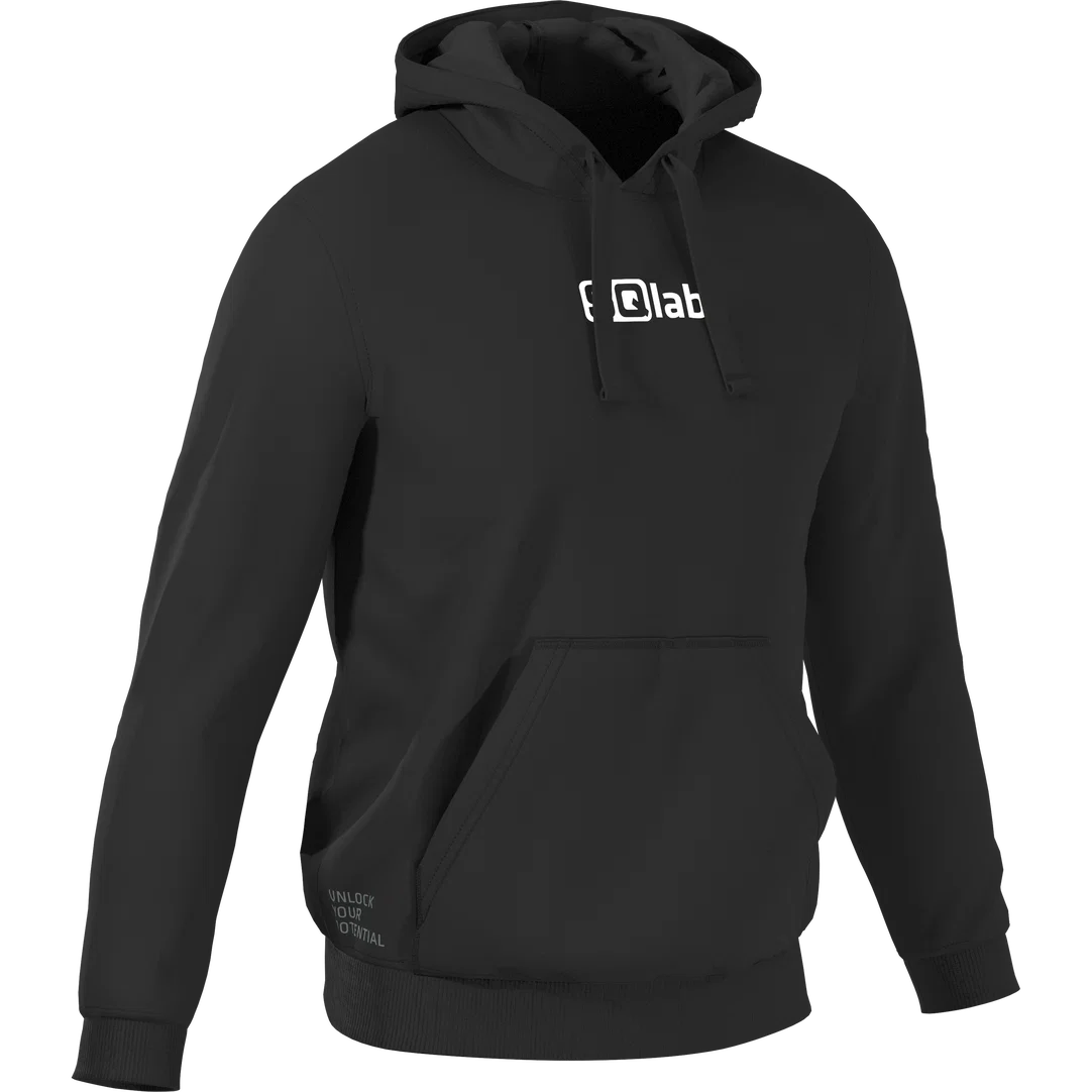 SQlab Logo Hoodie Unisex in schwarz mit Kapuze und Känguru-Tasche