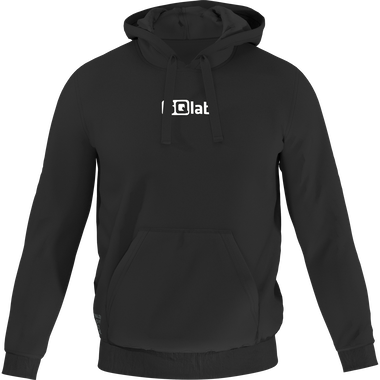 SQlab Logo Hoody unisexe en noir avec capuche et poche kangourou, vue de face