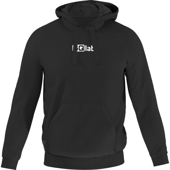 SQlab Logo Hoody unisexe en noir avec capuche et poche kangourou, vue de face