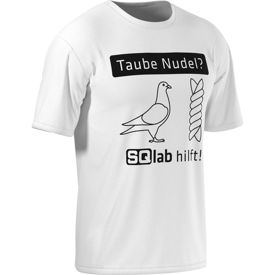 SQlab Taube Nudel T-shirt unisexe en blanc avec imprimé graphique noir