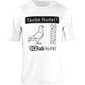 SQlab Taube Nudel T-Shirt unisex in weiß mit schwarzem Grafikprint