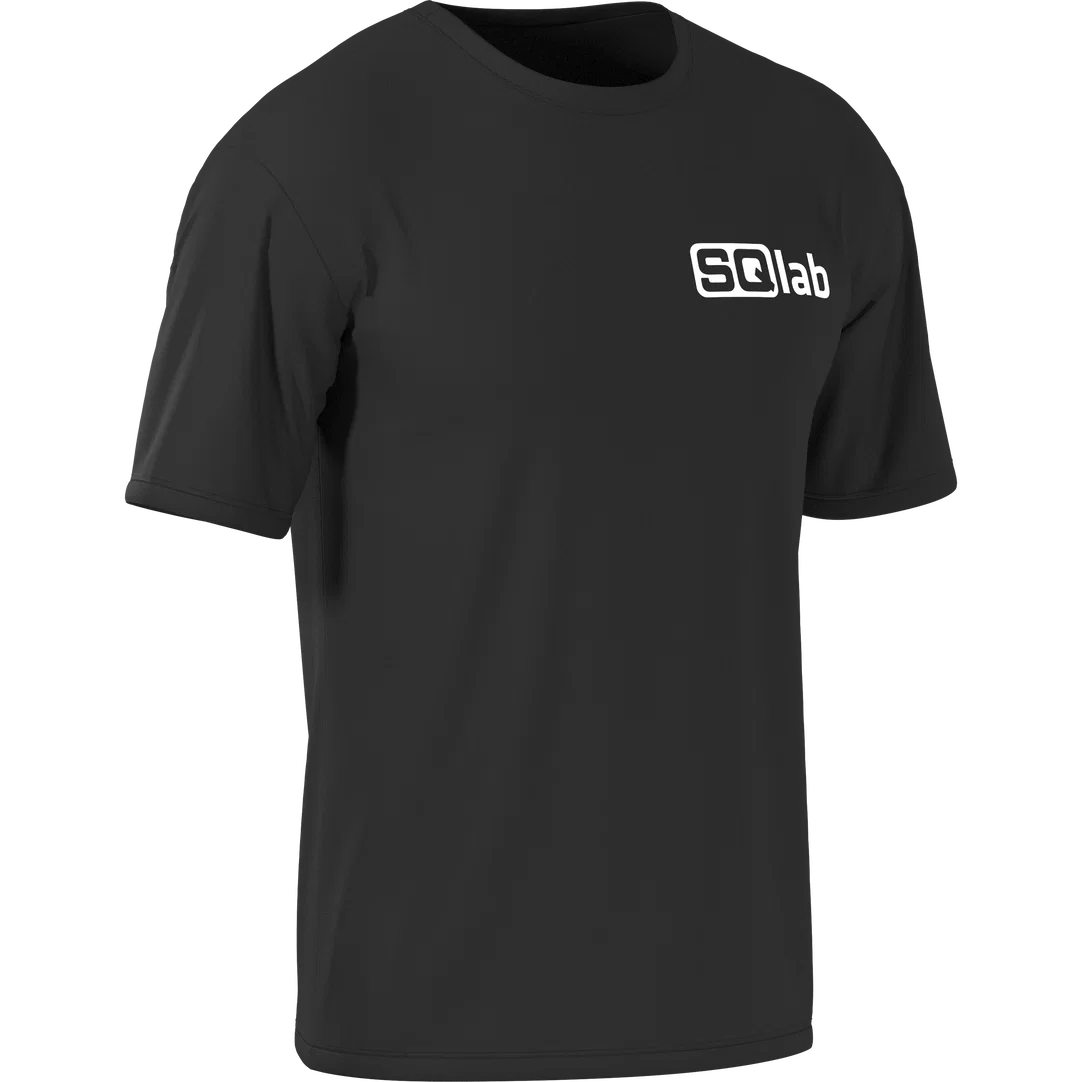 SQlab #mehrbums short-sleeve unisex T-shirt in black with SQlab logo on chest