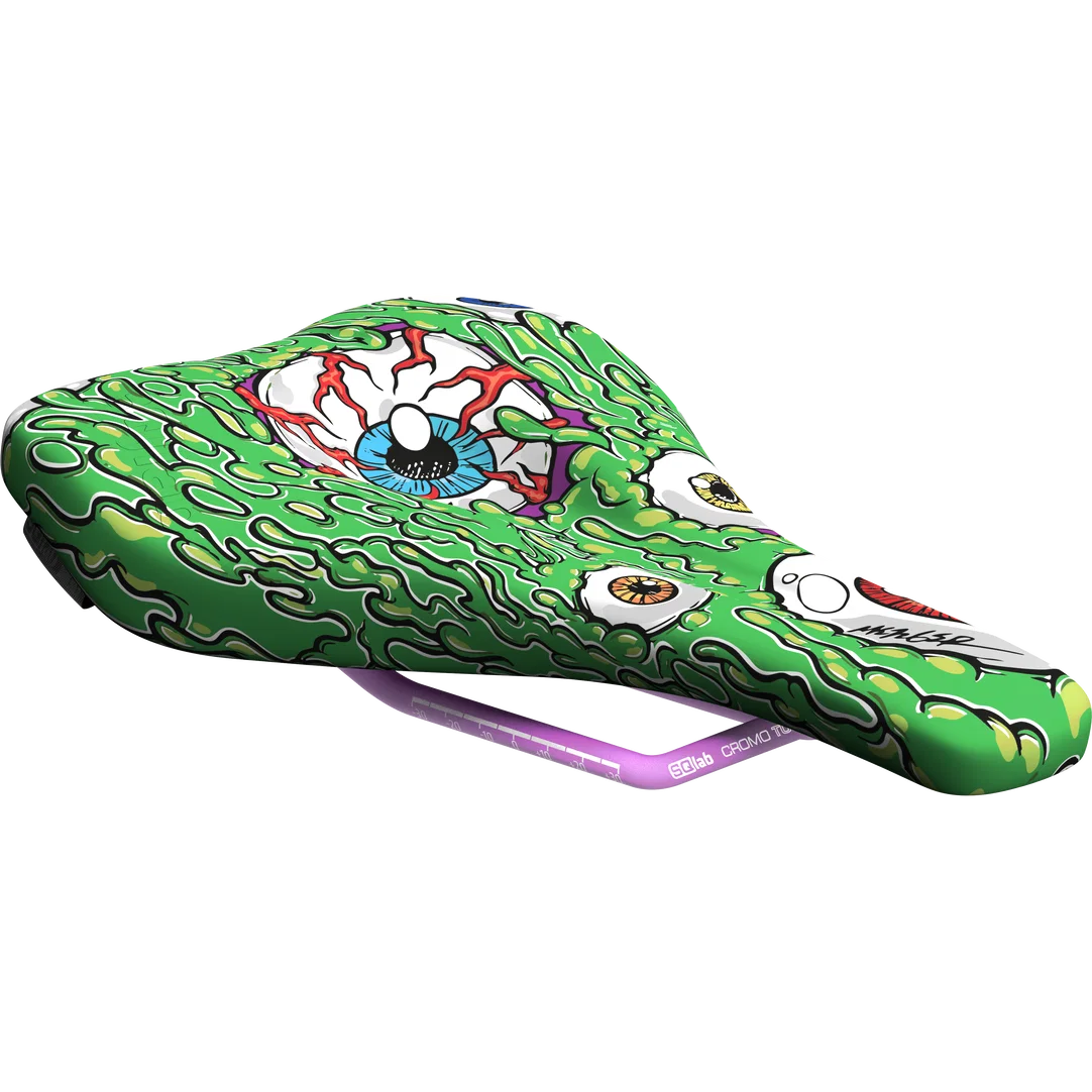 SQlab 6OX ERGOWAVE active 2.2 ltd. Metzger MTB saddle in green with Mike Metzger signature design