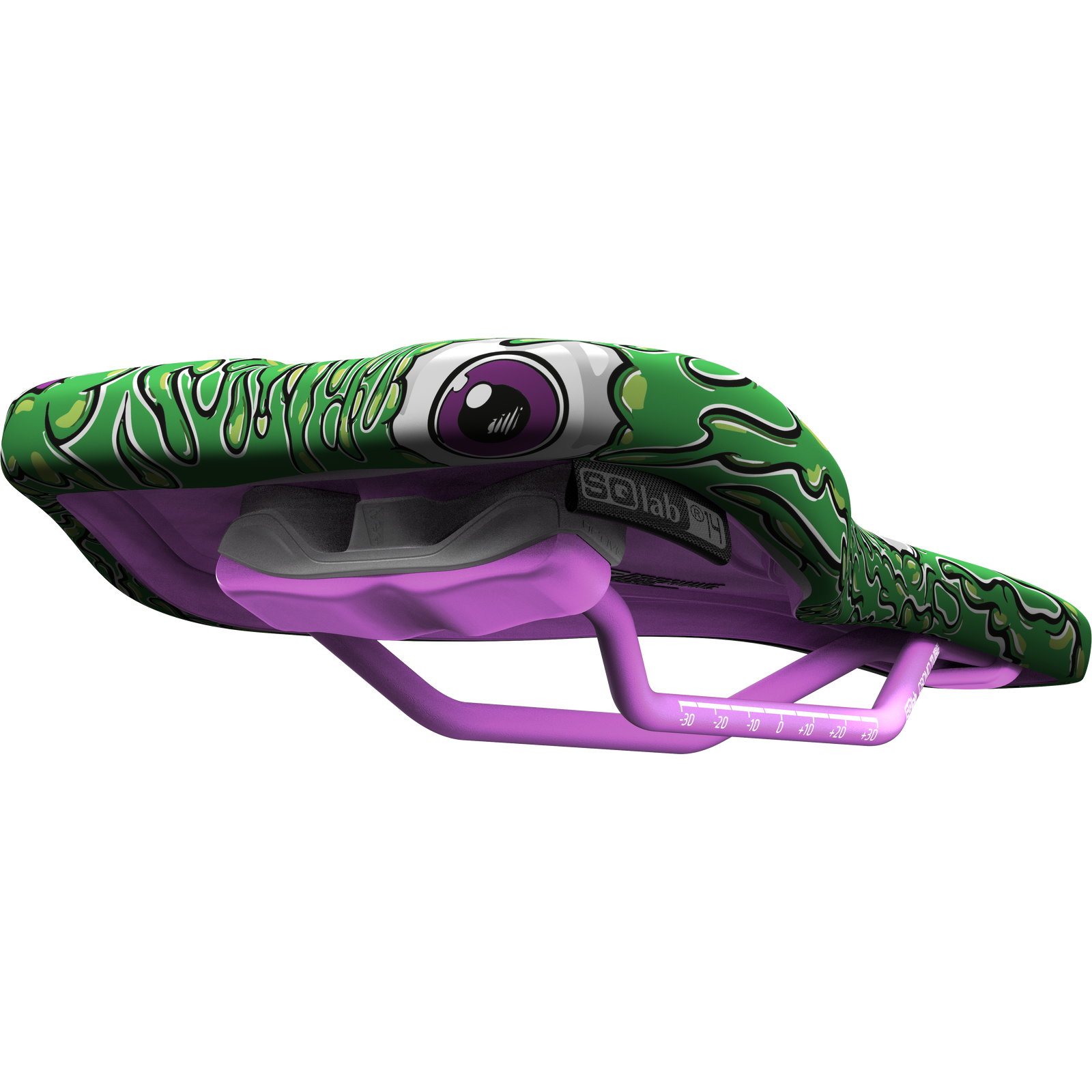 SQlab 6OX ERGOWAVE active 2.2 ltd. Metzger MTB saddle in green, purple and black