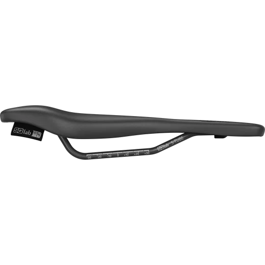 SQlab 612 ERGOWAVE® 2.1 road bike saddle in black with S-TUBE rails, side view