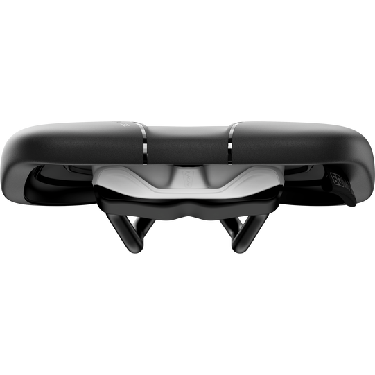 SQlab 612 ERGOWAVE active 2.2 Fahrradsattel in schwarz, Ansicht von hinten mit aktivem Elastomer-System