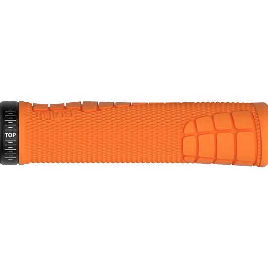 SQlab 7OX Pro 2.0 ergonomic MTB handlebar grips in orange with lock-on clamp