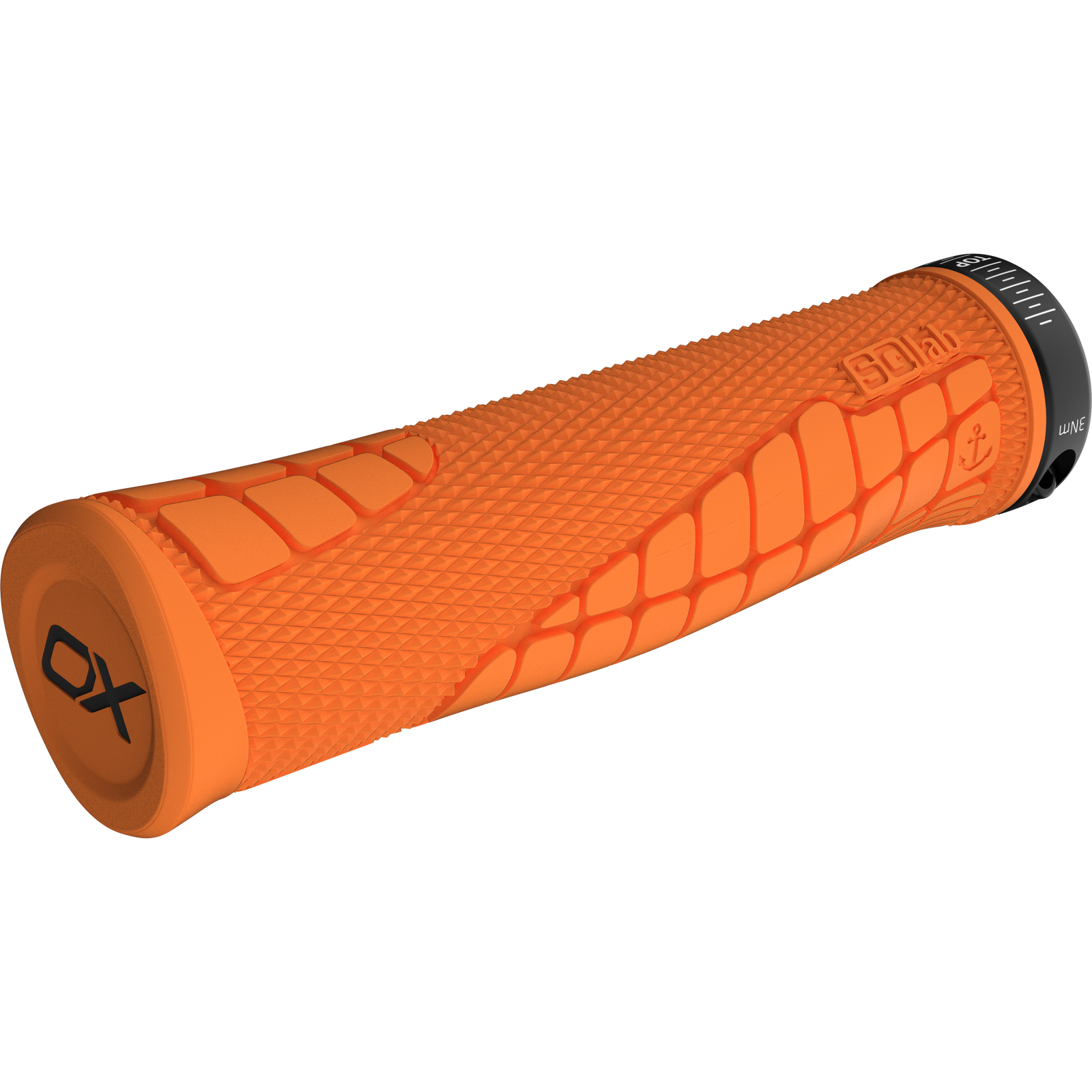 SQlab 7OX Pro 2.0 ergonomic MTB grip in orange with lock-on clamp for downhill and trail