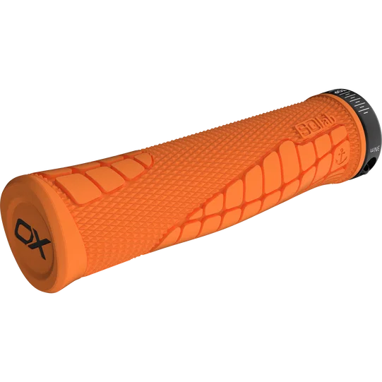 SQlab 7OX Pro 2.0 ergonomic MTB grip in orange with lock-on clamp for downhill and trail