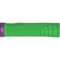 SQlab 7OX Pro 2.0 Metzger MTB handlebar grips in bright green and purple with lock-on collar