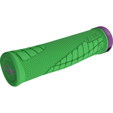 SQlab 7OX Pro 2.0 Metzger poignées VTT en vert vif avec collier de blocage violet