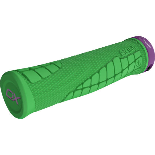 SQlab 7OX Pro 2.0 Metzger poignées VTT en vert vif avec collier de blocage violet