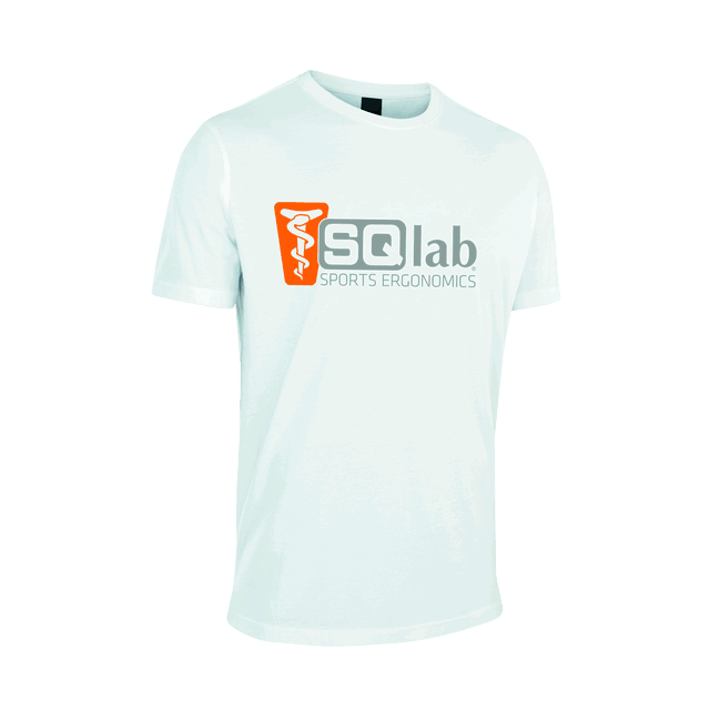 SQlab Tee Performance kurzarm Herren-Sportshirt in weiß mit Logo-Print
