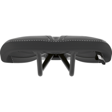 SQlab 611 Ergowave active MTB saddle in black, rear view showing rails
