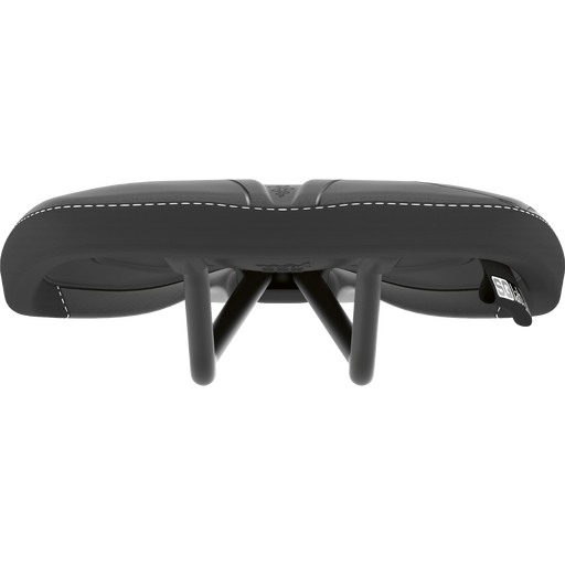SQlab 611 Ergowave active MTB saddle in black, rear view showing rails