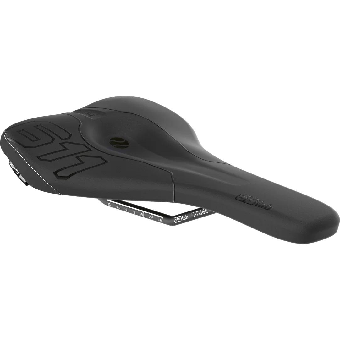 SQlab 611 Ergowave active MTB saddle in black with S-TUBE rail, wave profile and active pivot technology