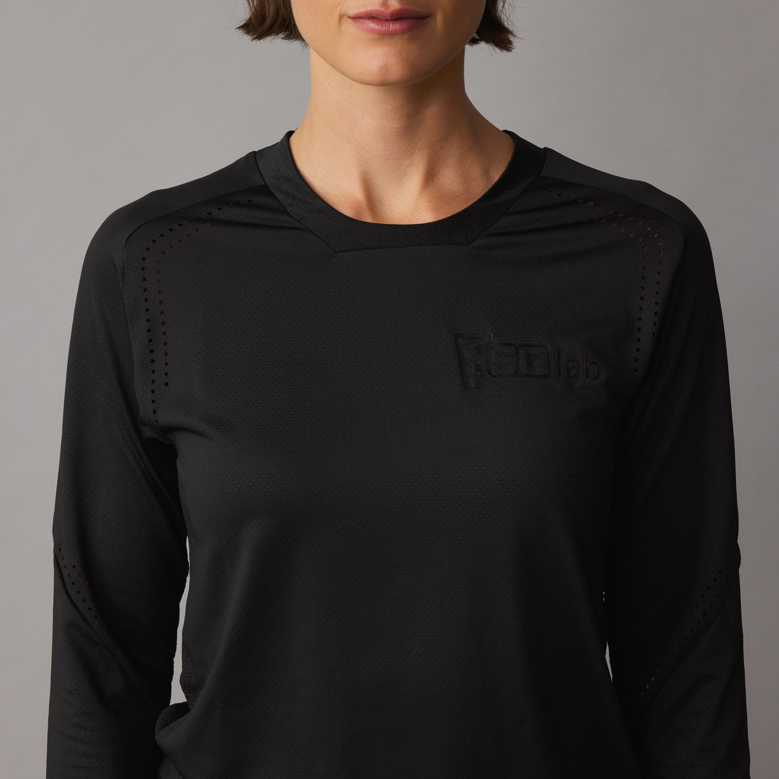 SQlab ONE OX long-sleeve cycling jersey in black for mountain biking