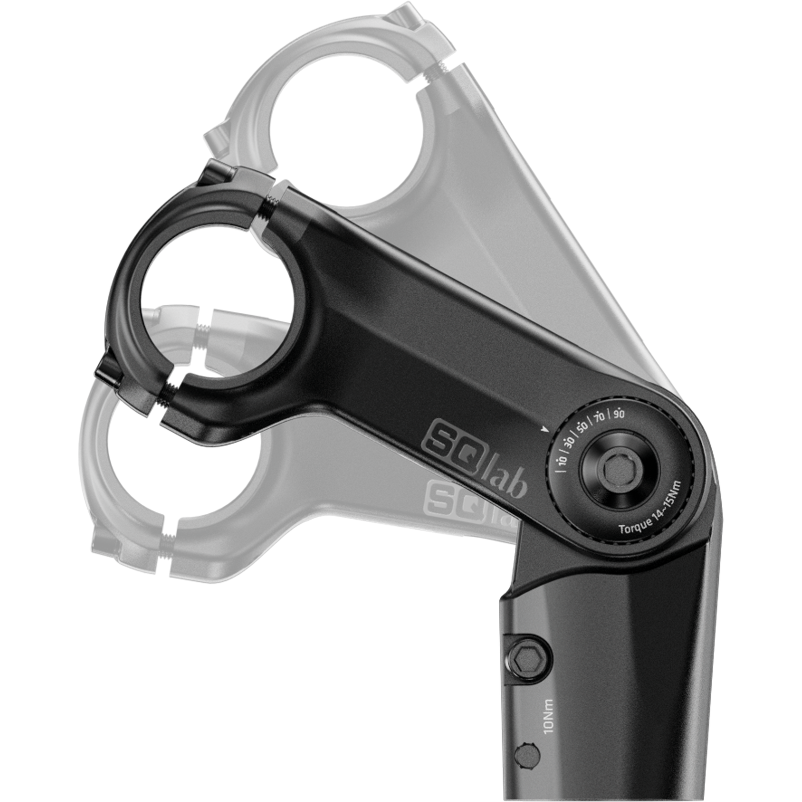 SQlab 821 3.0 adjustable bike stem in black with 0–90° angle adjustment
