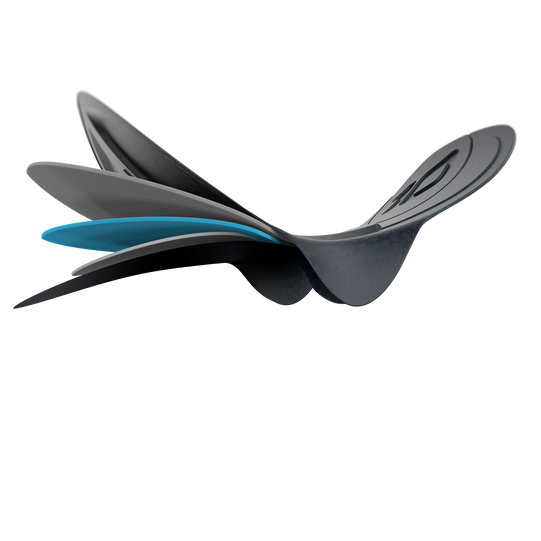 SQlab SQ-Pad 10 cycling chamois pad in charcoal and teal, exploded layer detail view