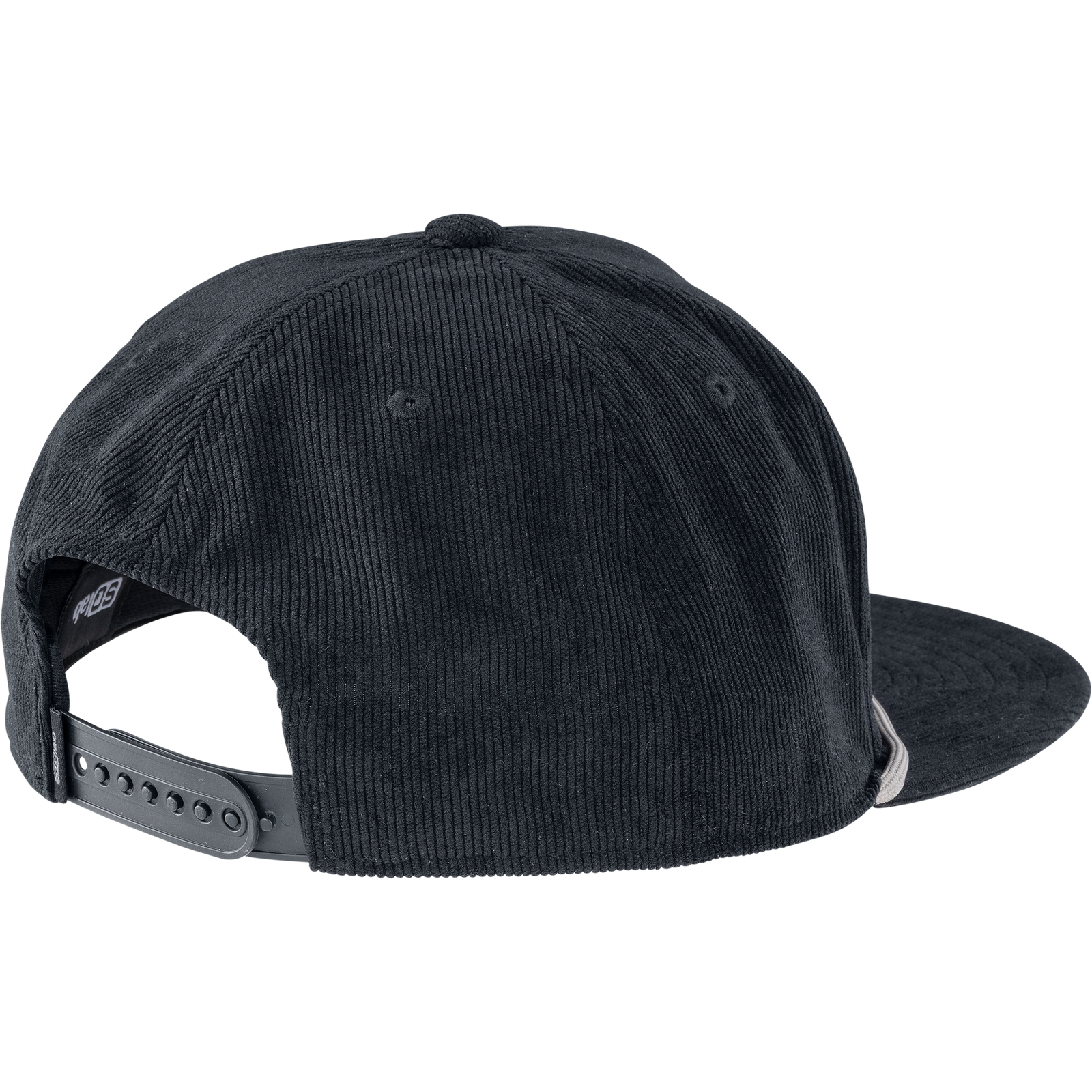 SQlab Cap OX casquette snapback en velours côtelé noir charbon, vue arrière avec fermeture réglable
