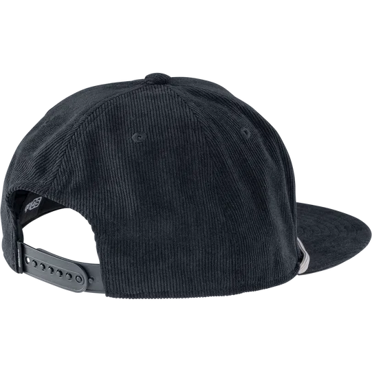 SQlab Cap OX casquette snapback en velours côtelé noir charbon, vue arrière avec fermeture réglable
