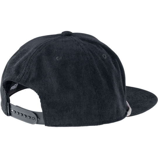 SQlab Cap OX casquette snapback en velours côtelé noir charbon, vue arrière avec fermeture réglable