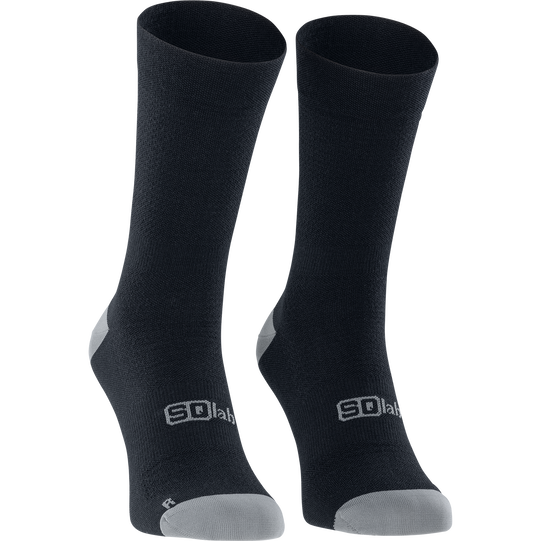 SQlab ONE10 Merino cycling socks unisex in black and light grey for cycling and commuting