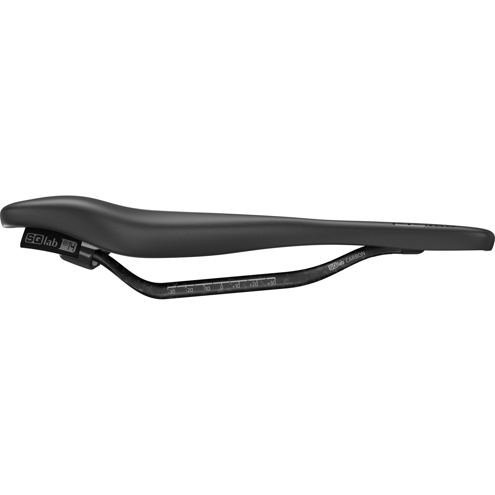 SQlab 612 ERGOWAVE active 2.1 Carbon saddle in matte black, side profile with carbon rails