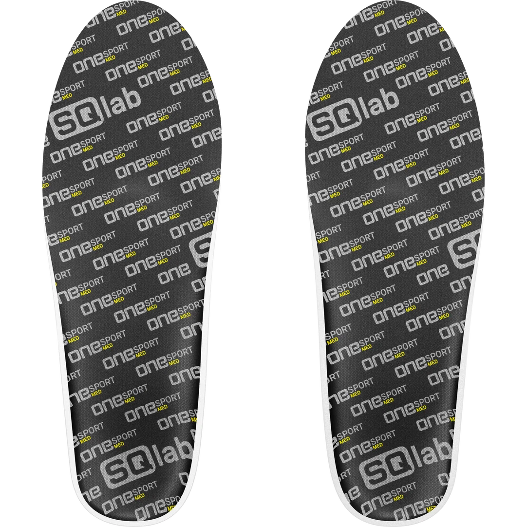 SQlab one sport MED cycling shoe insoles in charcoal, pair top view
