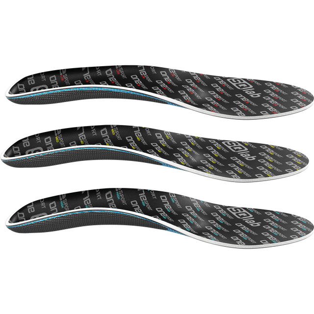 SQlab ONE sport high Einlegesohle für Fahrradschuhe in schwarz und cyan, 3er-Ansicht