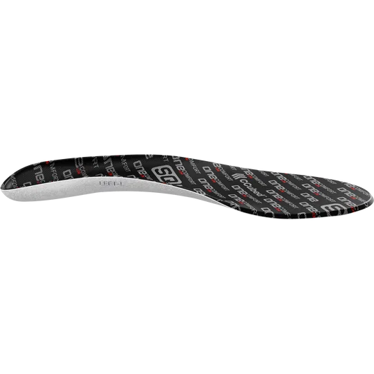 Semelle intérieure SQlab ONE comfort low en noir avec motif gris, vue de dessus en angle