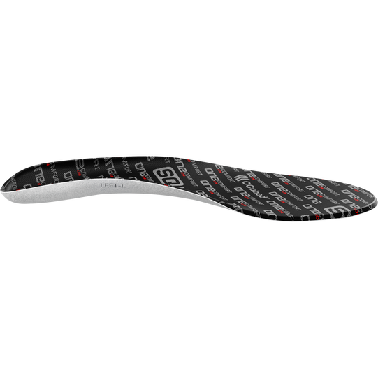 Semelle intérieure SQlab ONE comfort low en noir avec motif gris, vue de dessus en angle