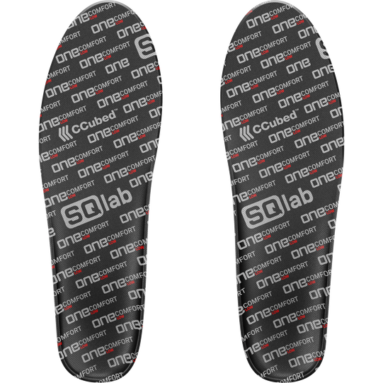 Semelle intérieure SQlab ONE comfort low en noir avec technologie ccubed, vue dessus de la paire