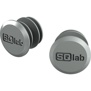 SQlab 712 handlebar tape bar end plugs in dark grey, pair, three-quarter view