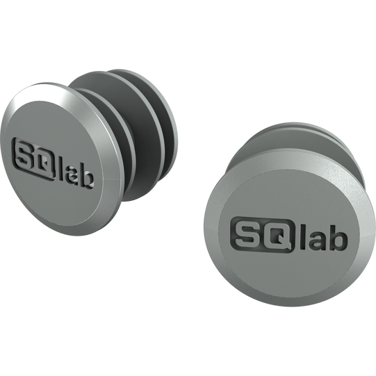 SQlab 712 handlebar tape bar end plugs in dark grey, pair, three-quarter view