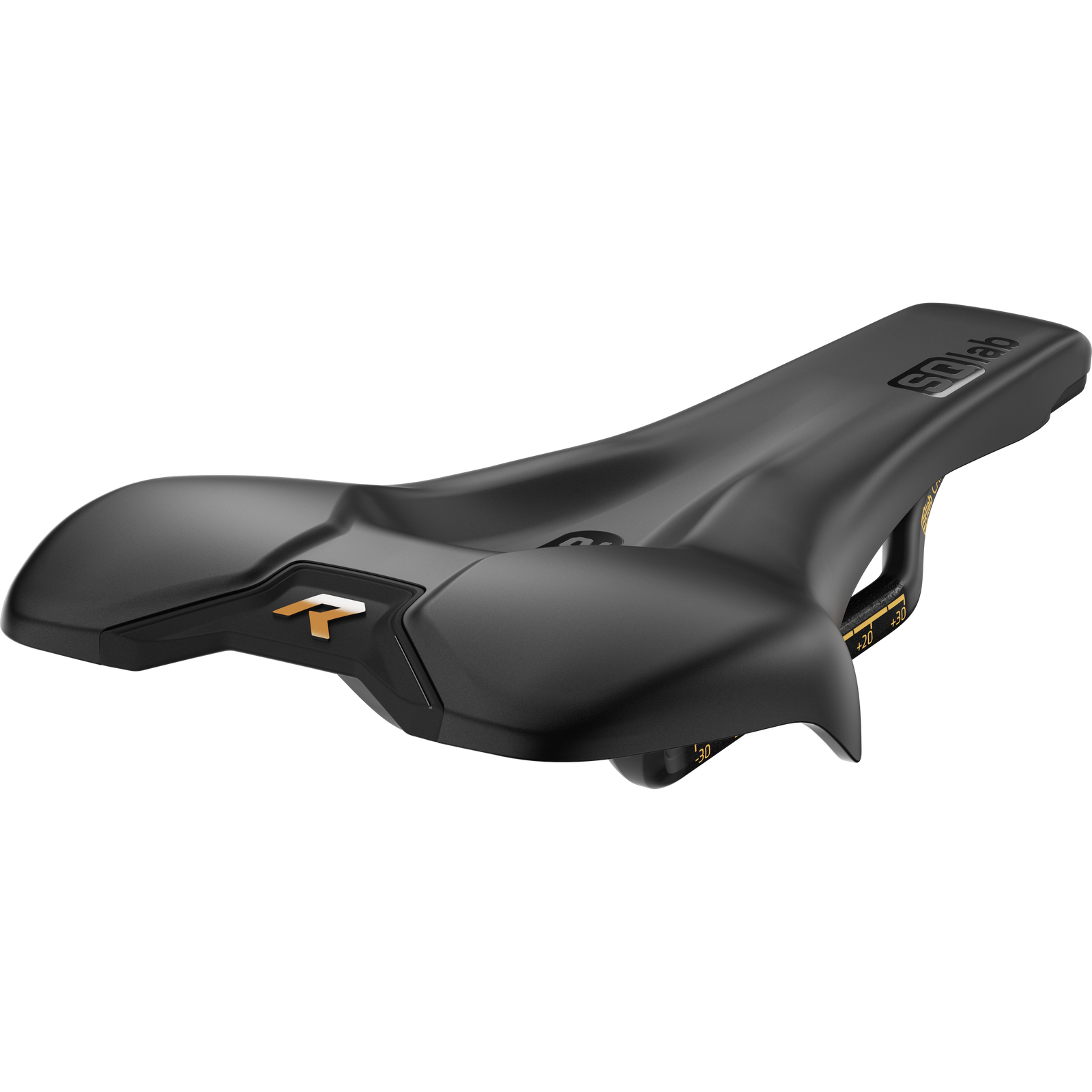 SQlab 612R Ergowave 2.0 Carbon first edition road bike saddle in matte black with gold rail markings