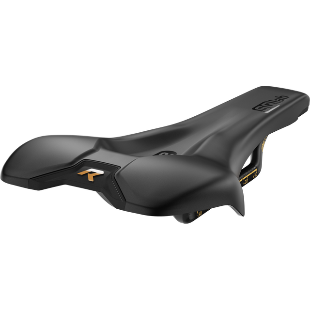 SQlab 612R Ergowave 2.0 Carbon first edition road bike saddle in matte black with gold rail markings