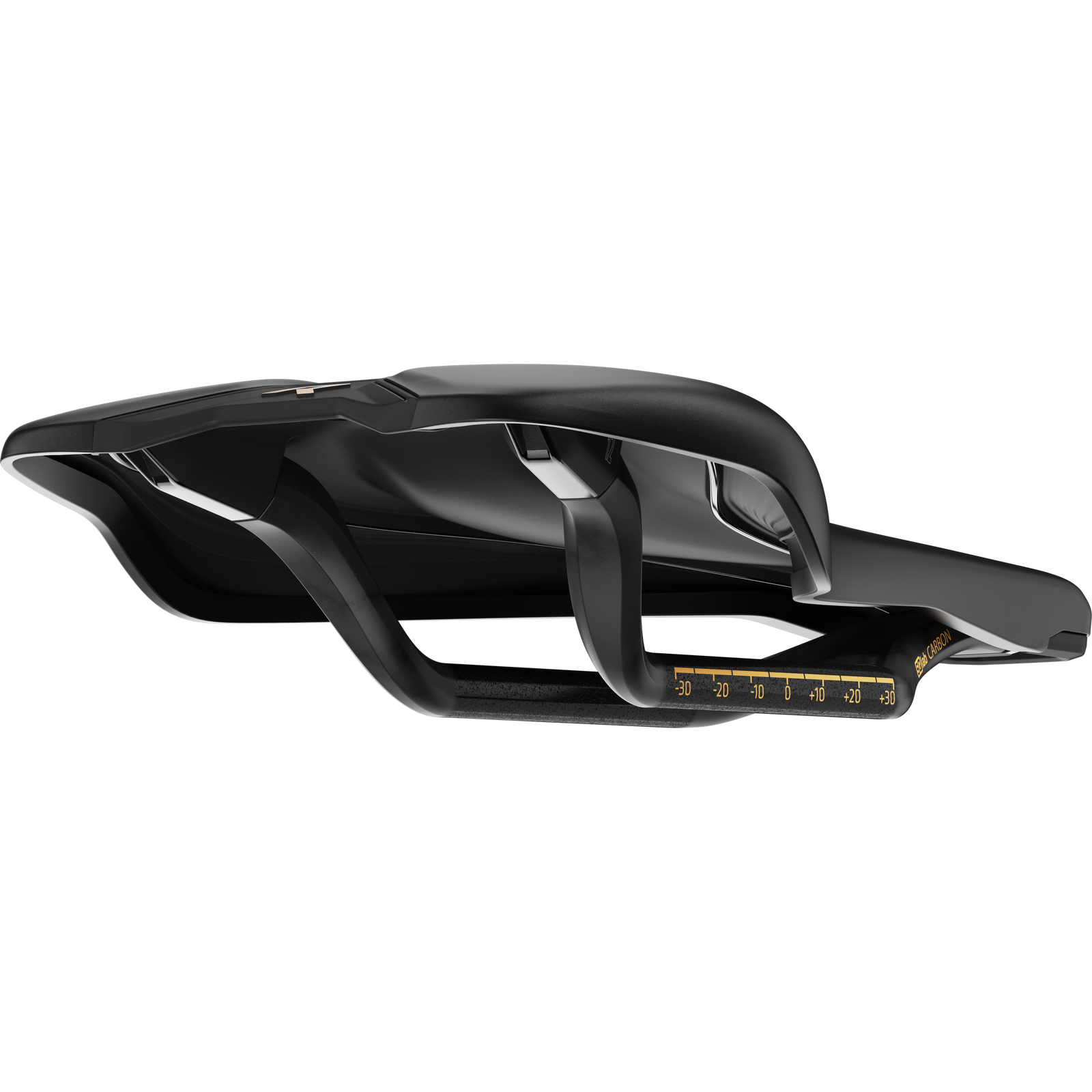 SQlab 612R ERGOWAVE 2.0 Carbon road cycling saddle in black with carbon rails, three-quarter view