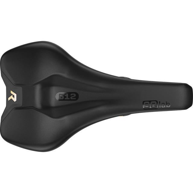 SQlab 612R ERGOWAVE 2.0 Carbon road bike saddle in matte black with gold accent, First Edition