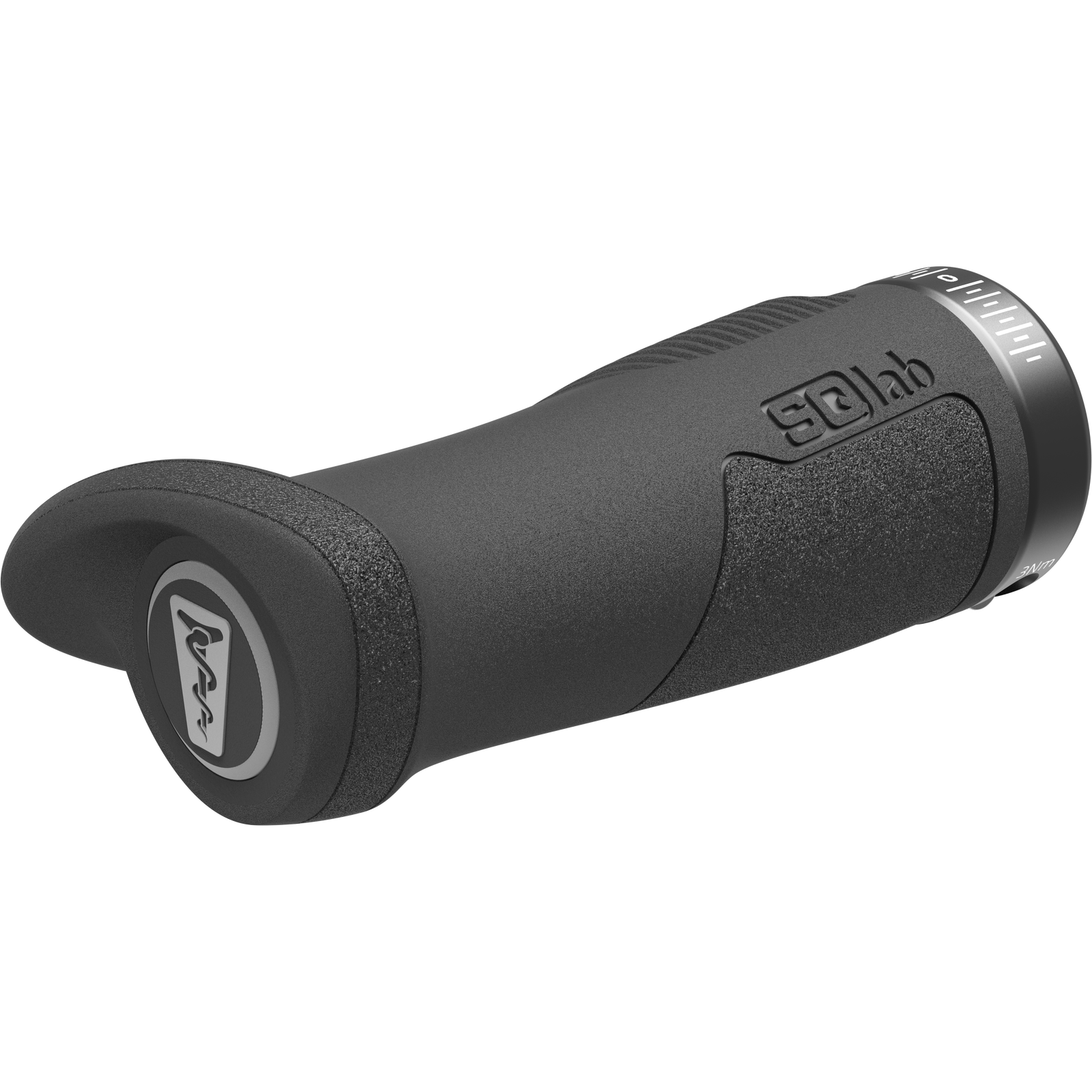 SQlab 702 2.0 Short ergonomic handlebar grip in dark grey, three-quarter view